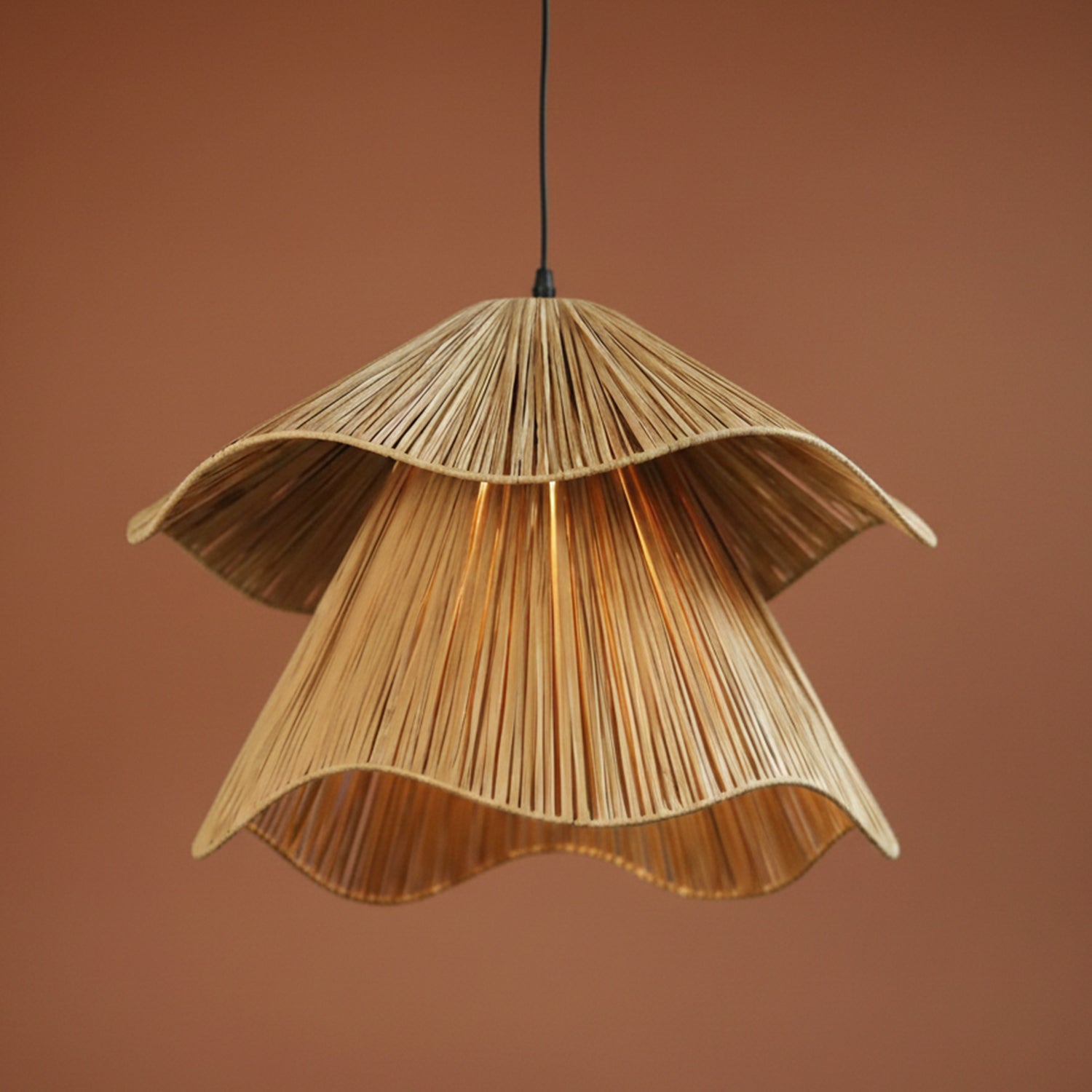 Terra Bloom Raffia Pendant Light