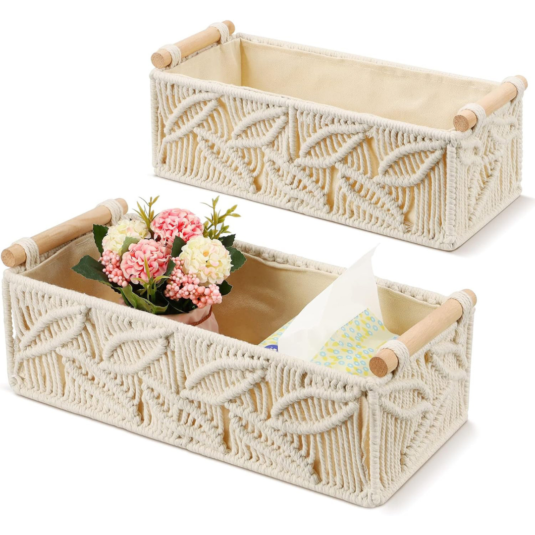Luxurious Set of 2 Macrame Storage Boxes