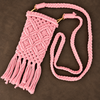Pink Diamond Knot Tassel Macrame Mobile Sling Bag