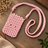 Pink Knot Macrame Mobile Sling Bag