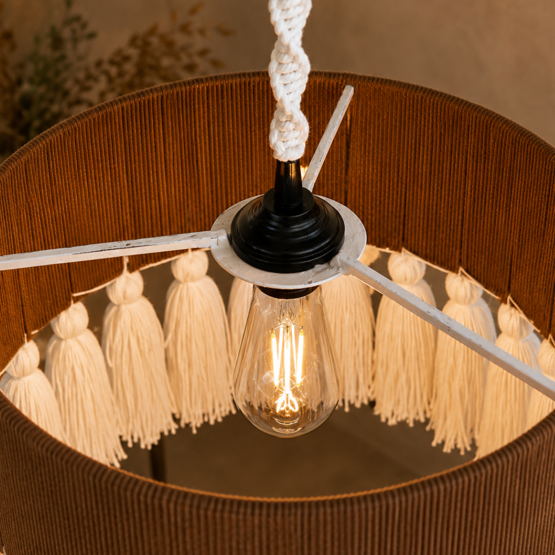 Brown Macrame Pendant Chandelier