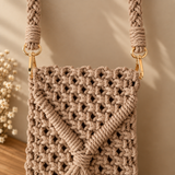 Beige Tassel Macramé Mobile Bag