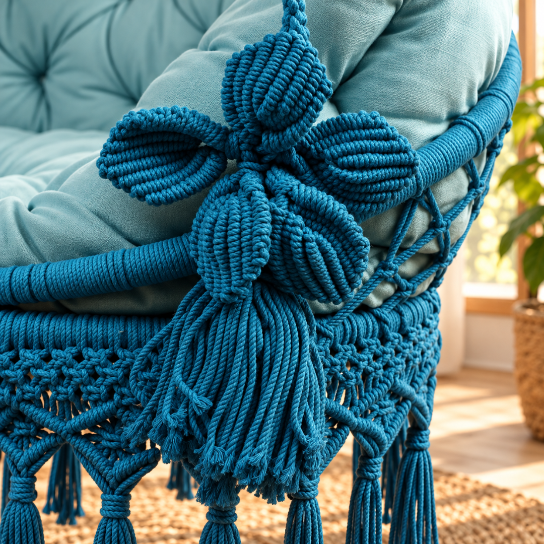 Sky Blue Macrame Hanging Swing Chair