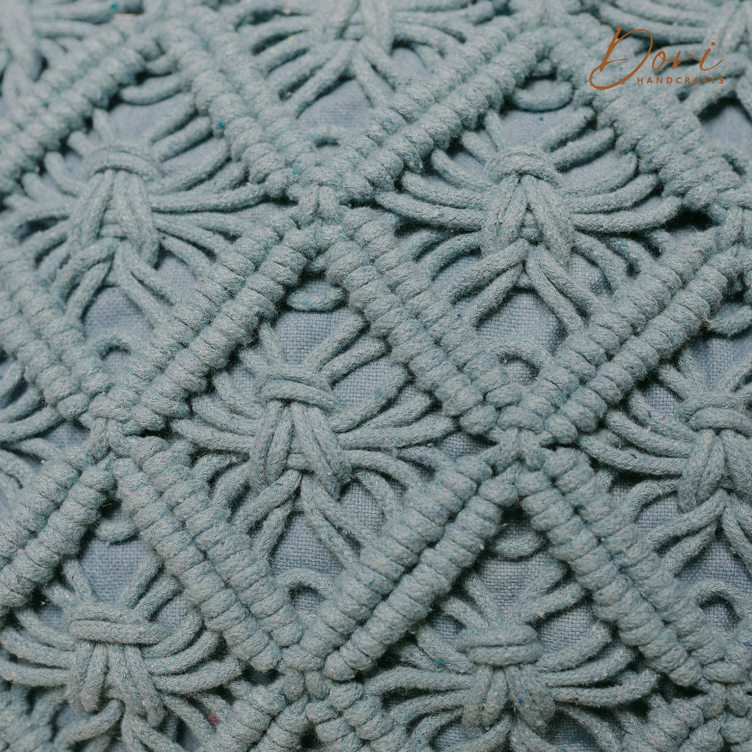 Dusty Sage Macrame Cushion Cover