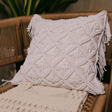 Snow White Macrame Cushion Cover