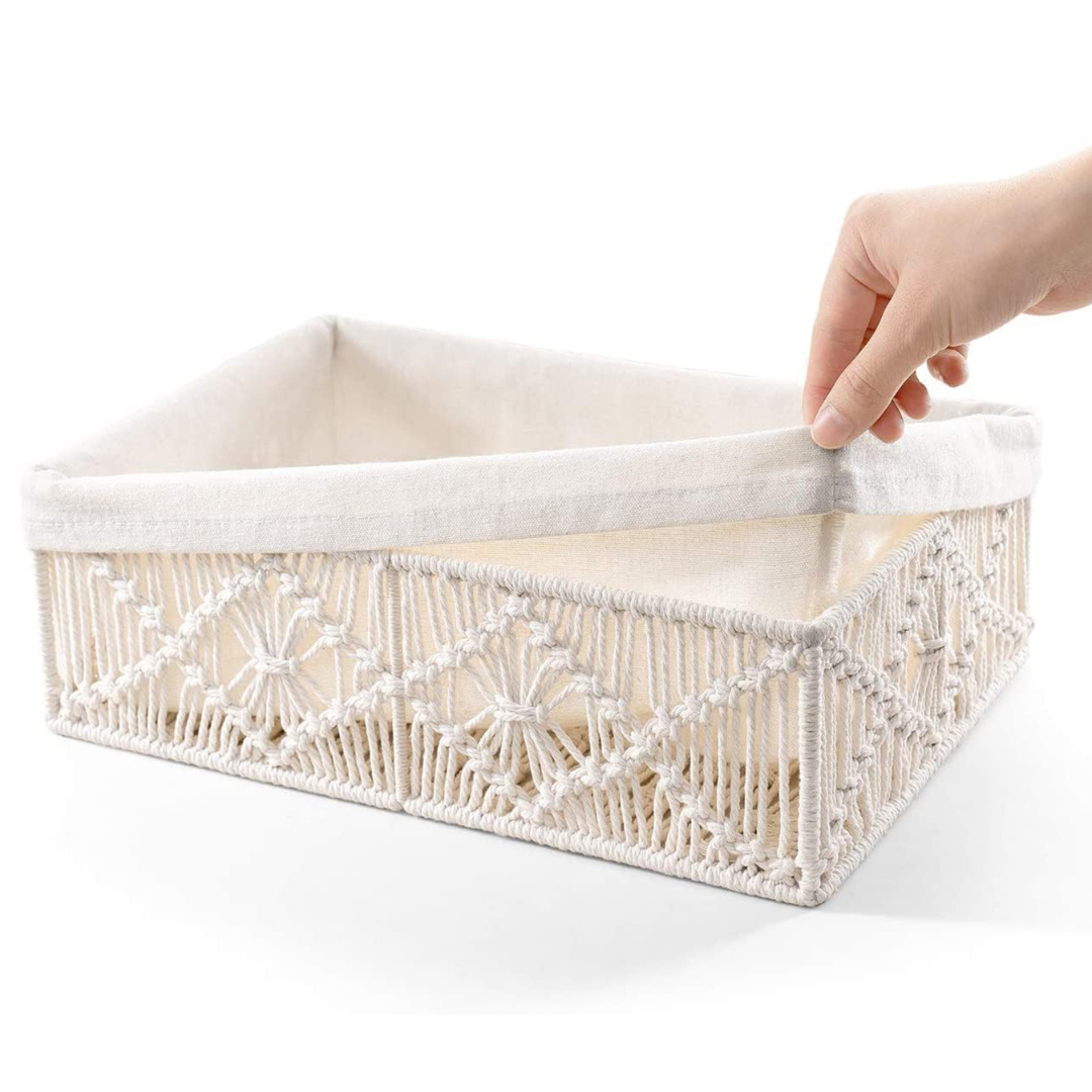 Set of 3 Boho Decor Baskets with Removable Linen