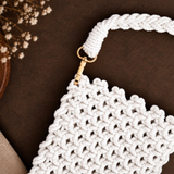 White Knot Macrame Mobile Sling Bag