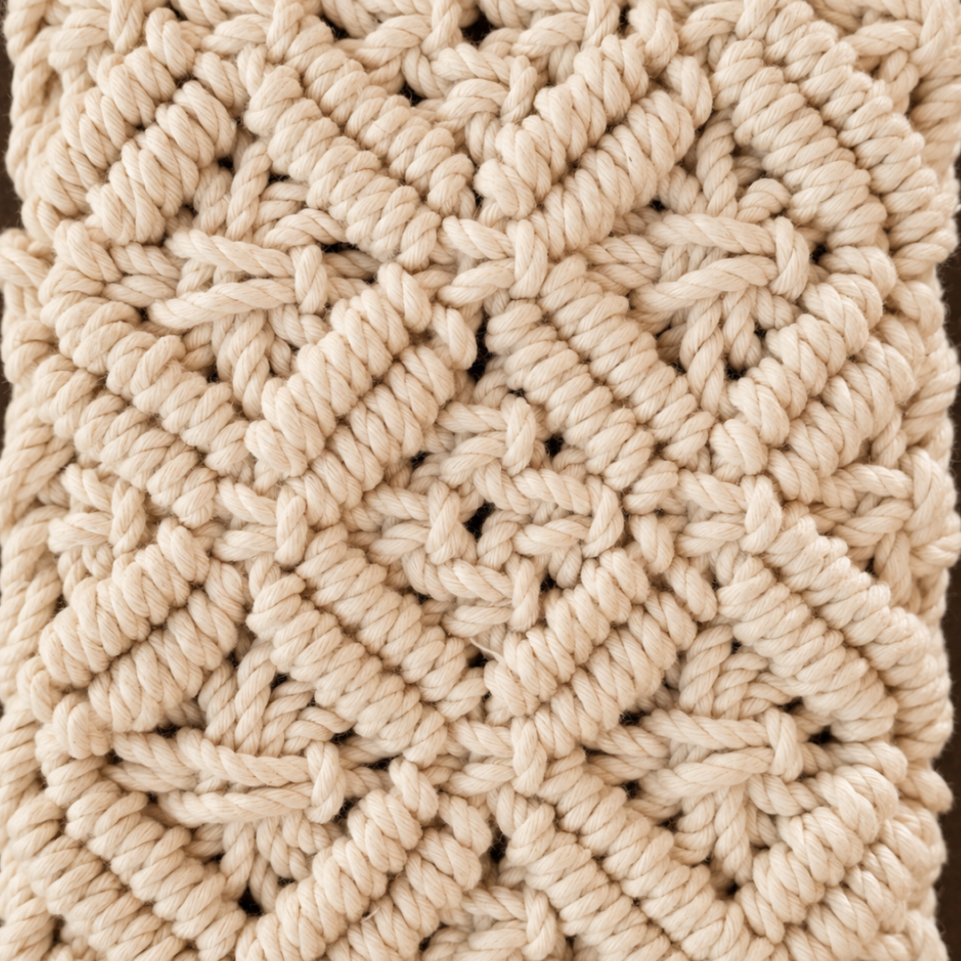Off-White Diamond Knot Tassel Macrame Mobile Sling Bag
