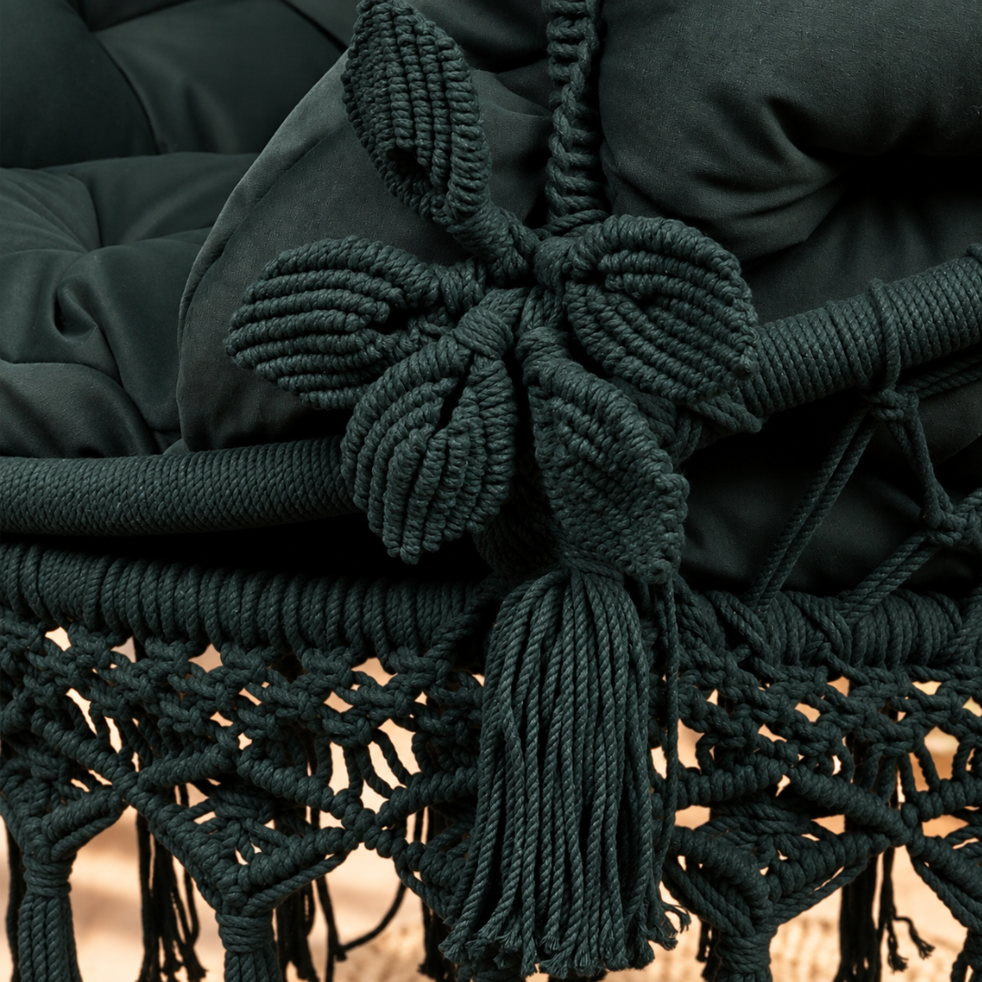 Dark Green Macrame Hanging Swing Chair