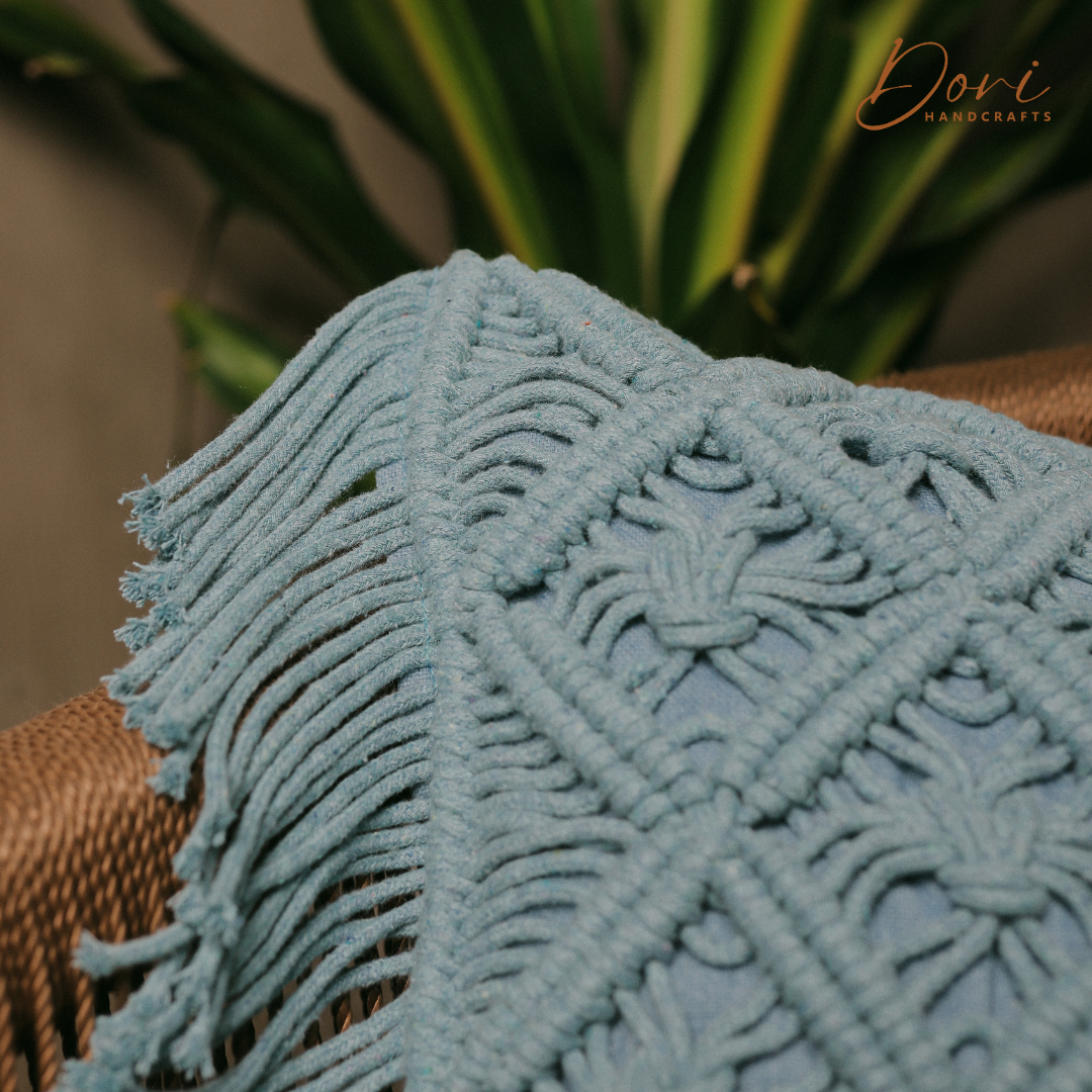 Dusty Sage Macrame Cushion Cover