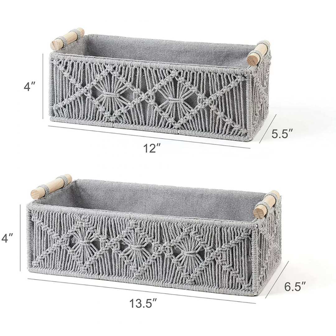 Set of 2 Macrame Storage Baskets