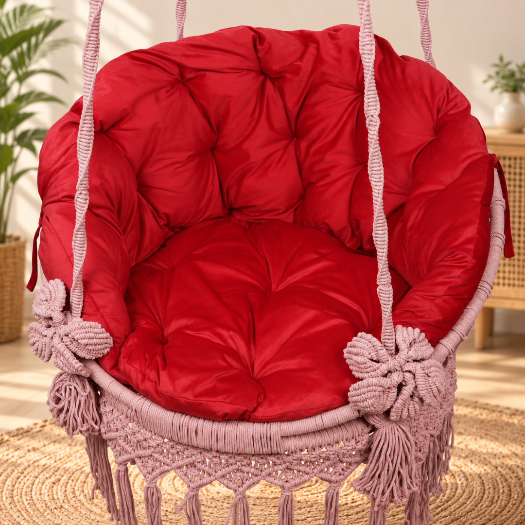 Baby Pink Macrame Hanging Swing Chair