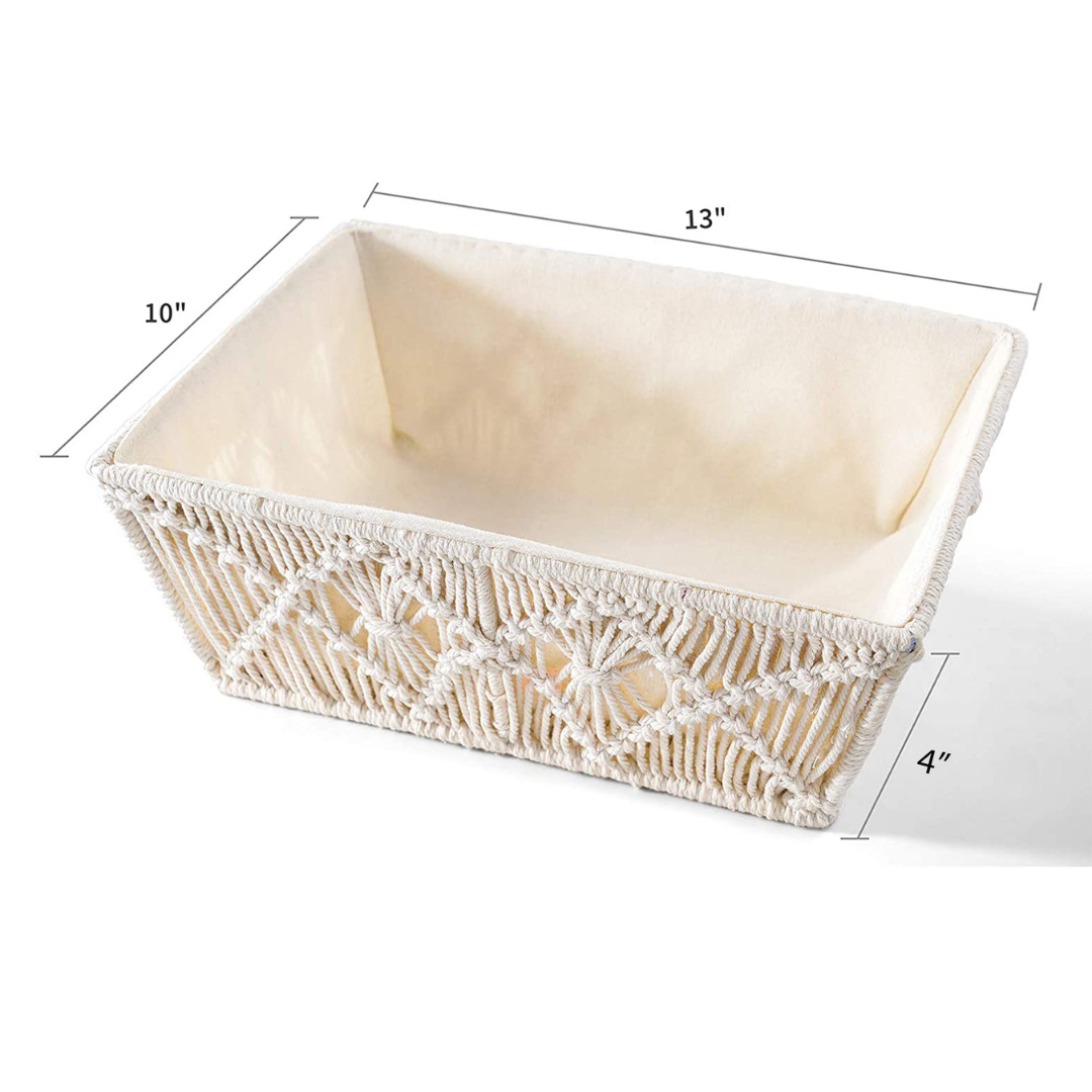 Set of 2 Macrame Storage Baskets – Off-white