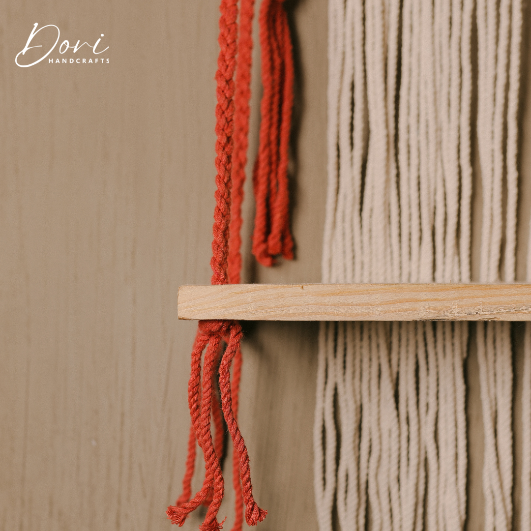 The Terracotta Flare Macrame Wall Shelf
