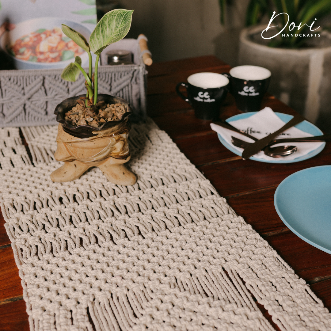 Serene Weave Macramé Table Runner
