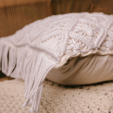 Snow White Macrame Cushion Cover
