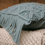 Dusty Sage Macrame Cushion Cover