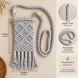 Grey Diamond Knot Tassel Macrame Mobile Sling Bag