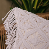 Snow White Macrame Cushion Cover
