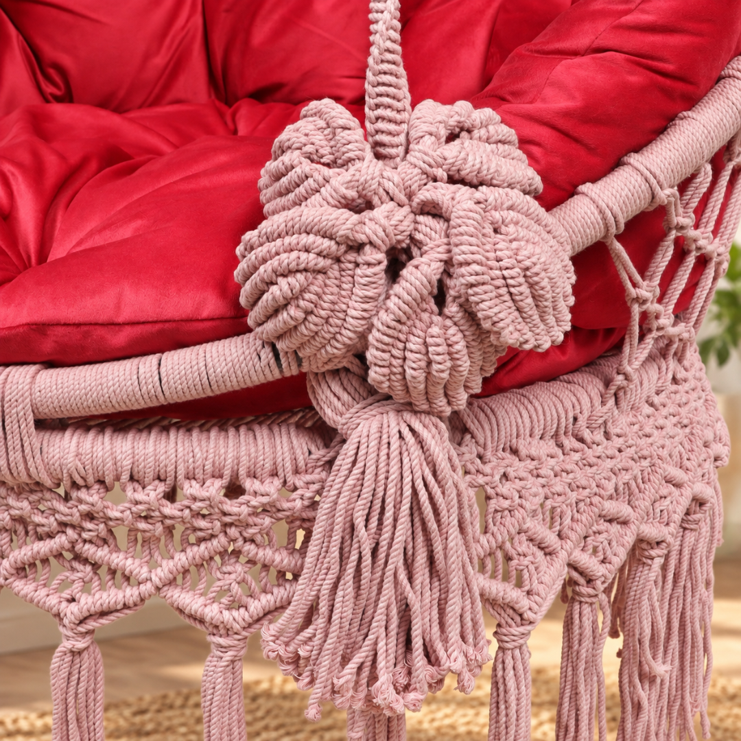 Baby Pink Macrame Hanging Swing Chair