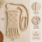 Off-White Diamond Knot Tassel Macrame Mobile Sling Bag