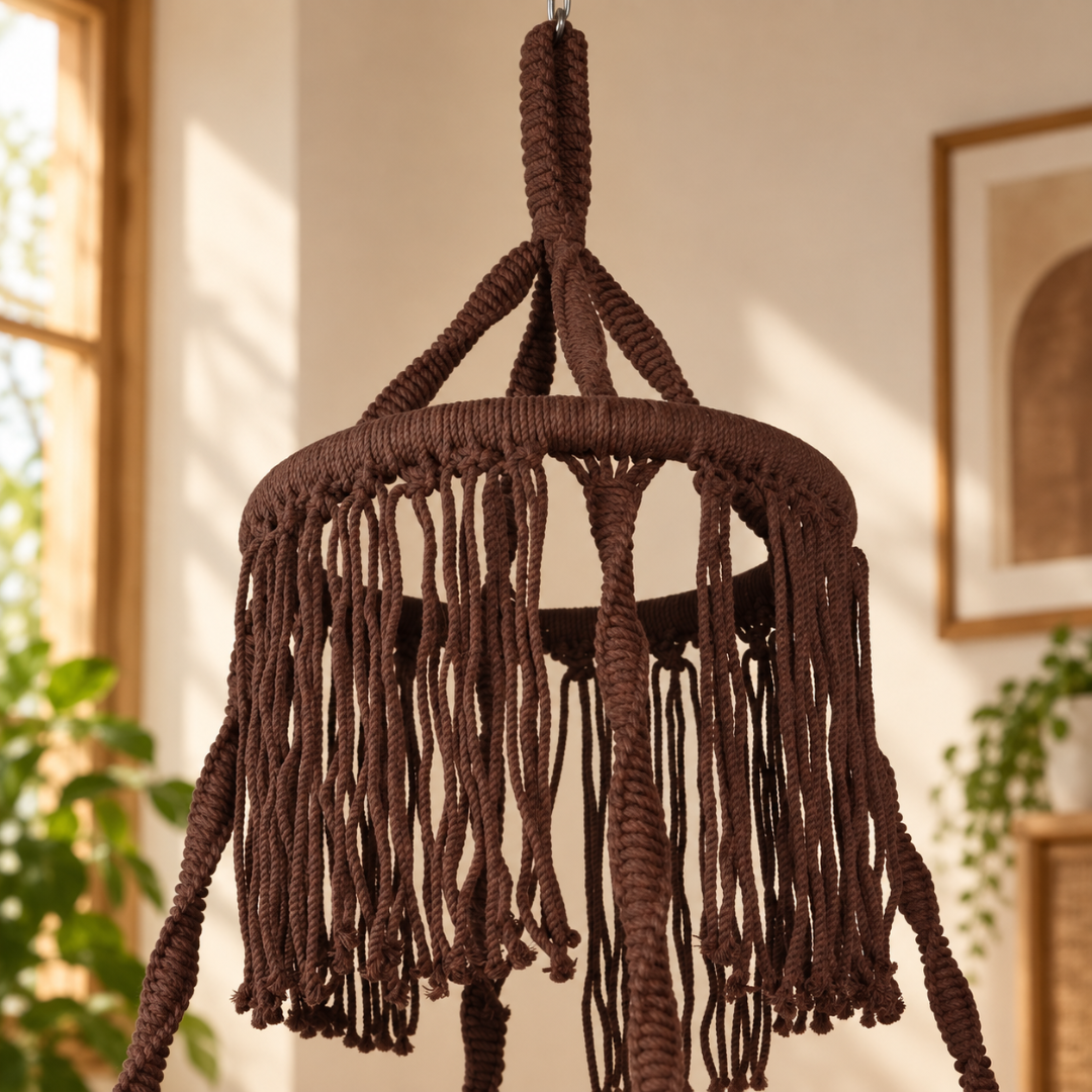 Brown Macrame Hanging Swing Chair
