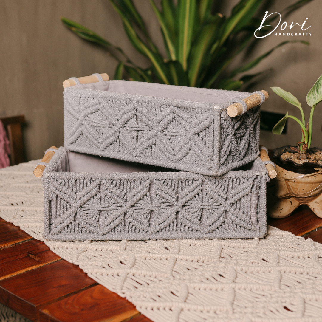 Macrame Storage Boxes set of 2