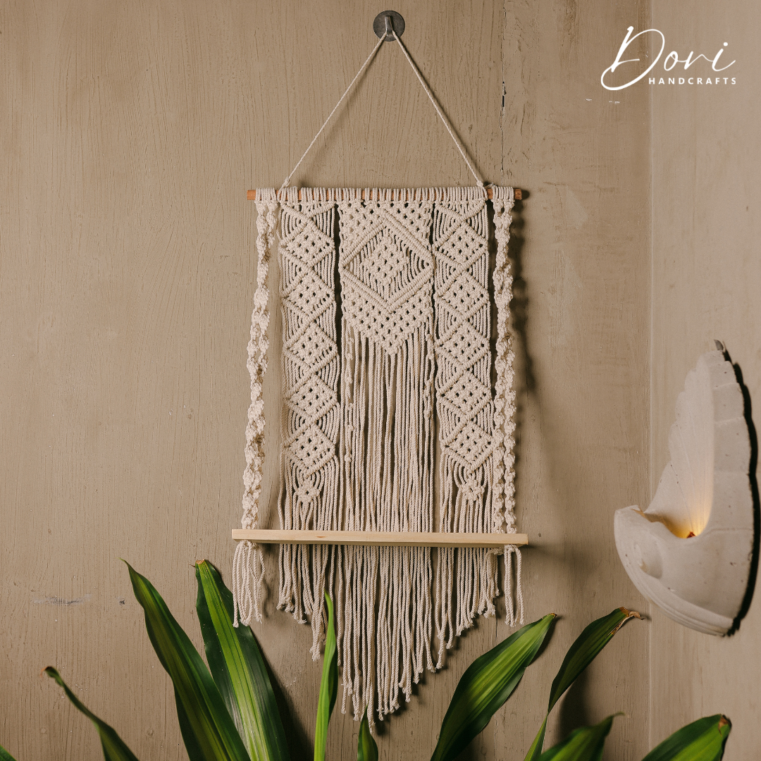The Nordic Diamond Macrame Floating Shelf