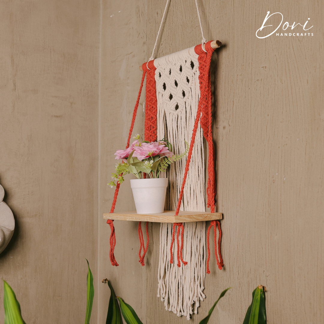 The Terracotta Flare Macrame Wall Shelf