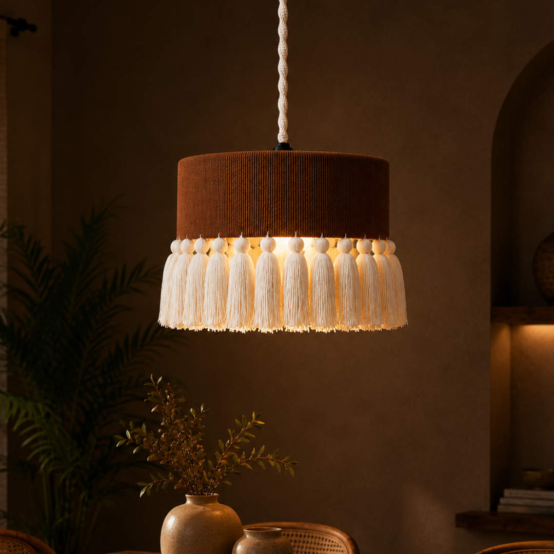 Brown Macrame Pendant Chandelier