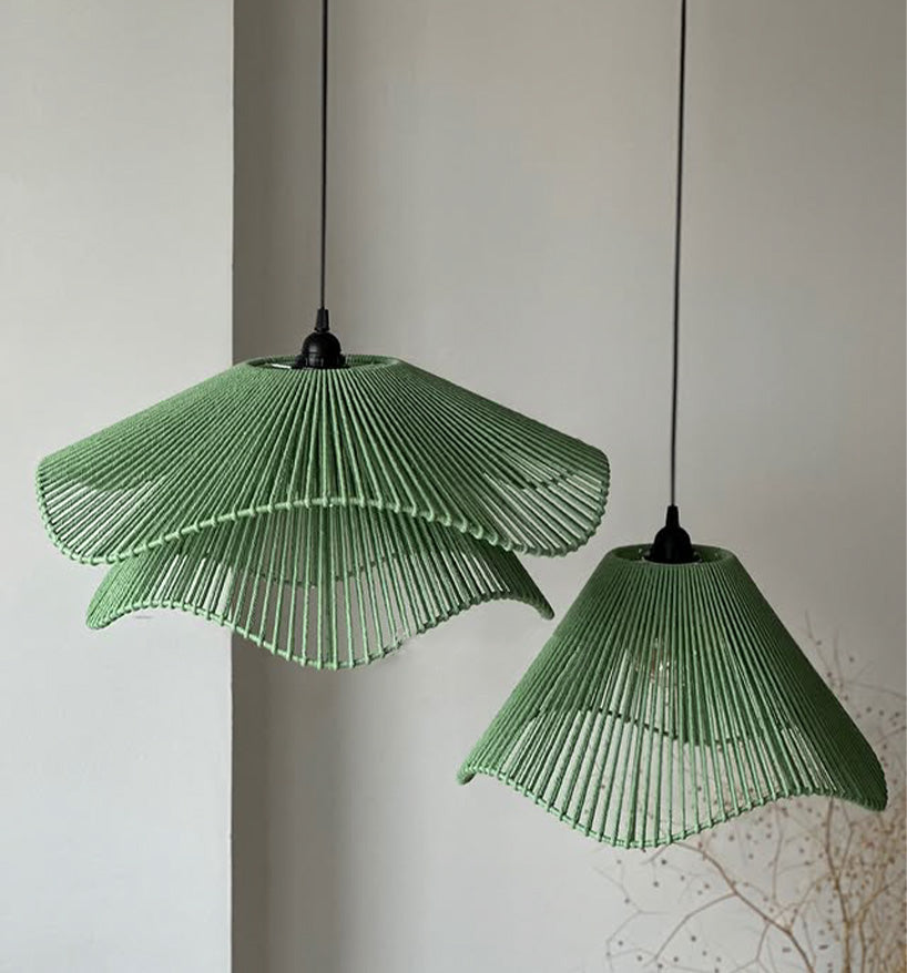 Sage Bloom Jute Pendant Light
