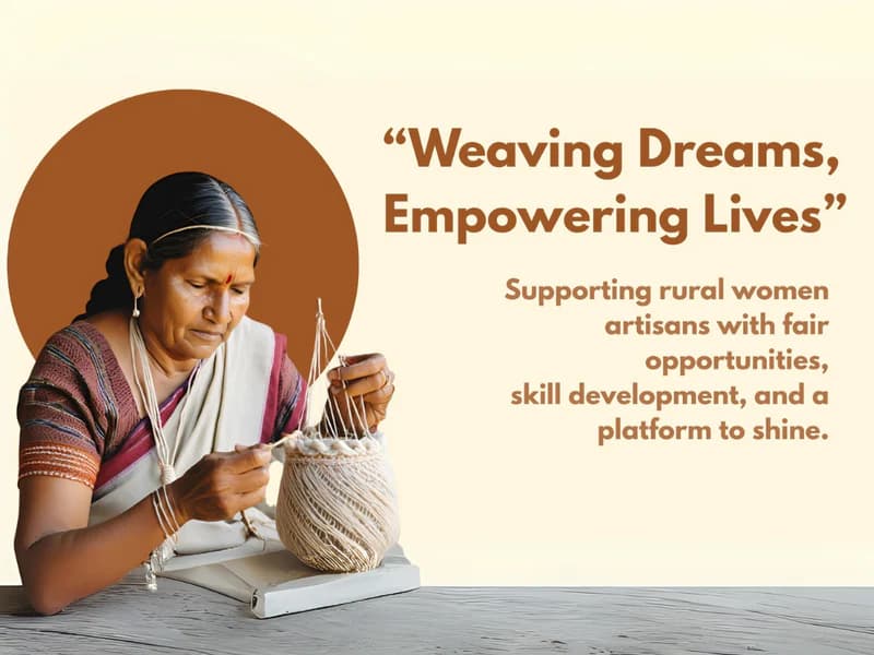 Rural woman artisan weaving