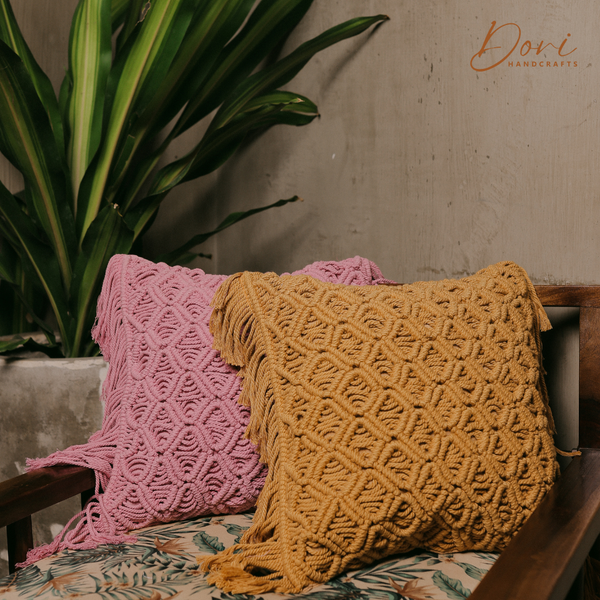 Yellow Macrame Cushion Cover
