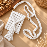 White Tassel Macrame Mobile Bag