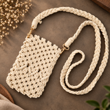Ivory Knot Macrame Mobile Sling Bag