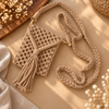 Beige Tassel Macramé Mobile Bag