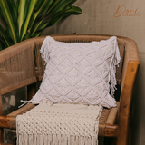 Snow White Macrame Cushion Cover