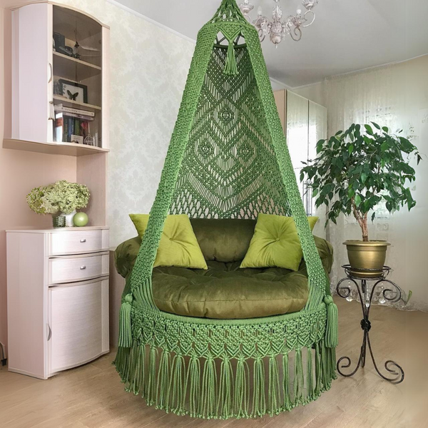 Parrot Green Macrame Swing