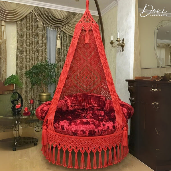 Red Macrame Swing