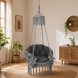 Metal Grey Macrame Hanging Swing Chair