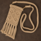 Beige Diamond Knot Tassel Macrame Mobile Sling Bag