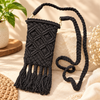 Black Diamond Knot Tassel Macrame Mobile Sling Bag