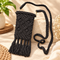 Black Diamond Knot Tassel Macrame Mobile Sling Bag