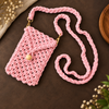 Pink Bead Macrame Mobile Bag