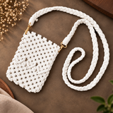 White Knot Macrame Mobile Sling Bag