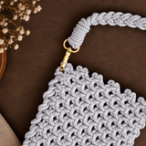 Grey Knot Macrame Mobile Sling Bag