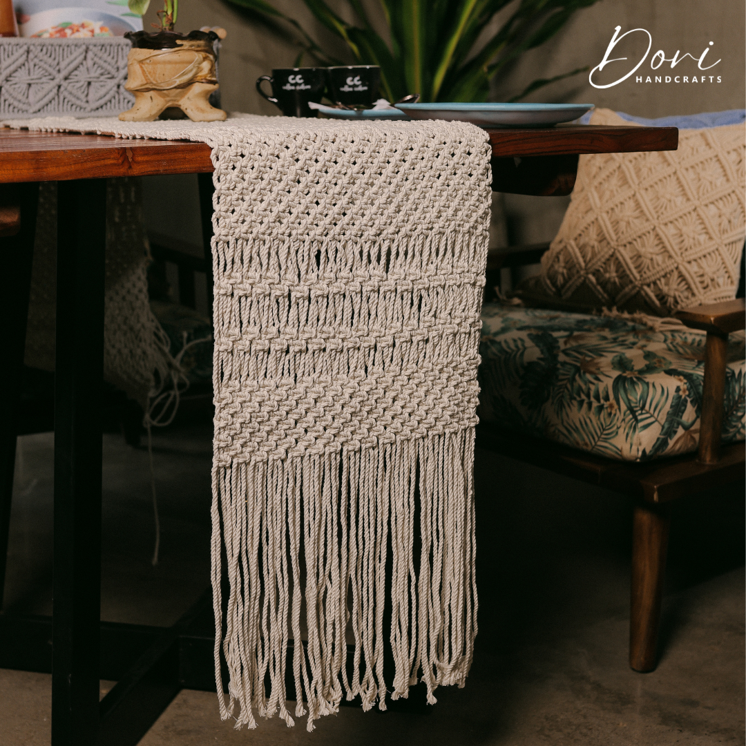 Serene Weave Macramé Table Runner