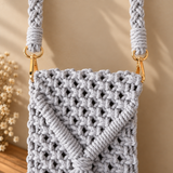 Grey Tassel Macrame Mobile Bag