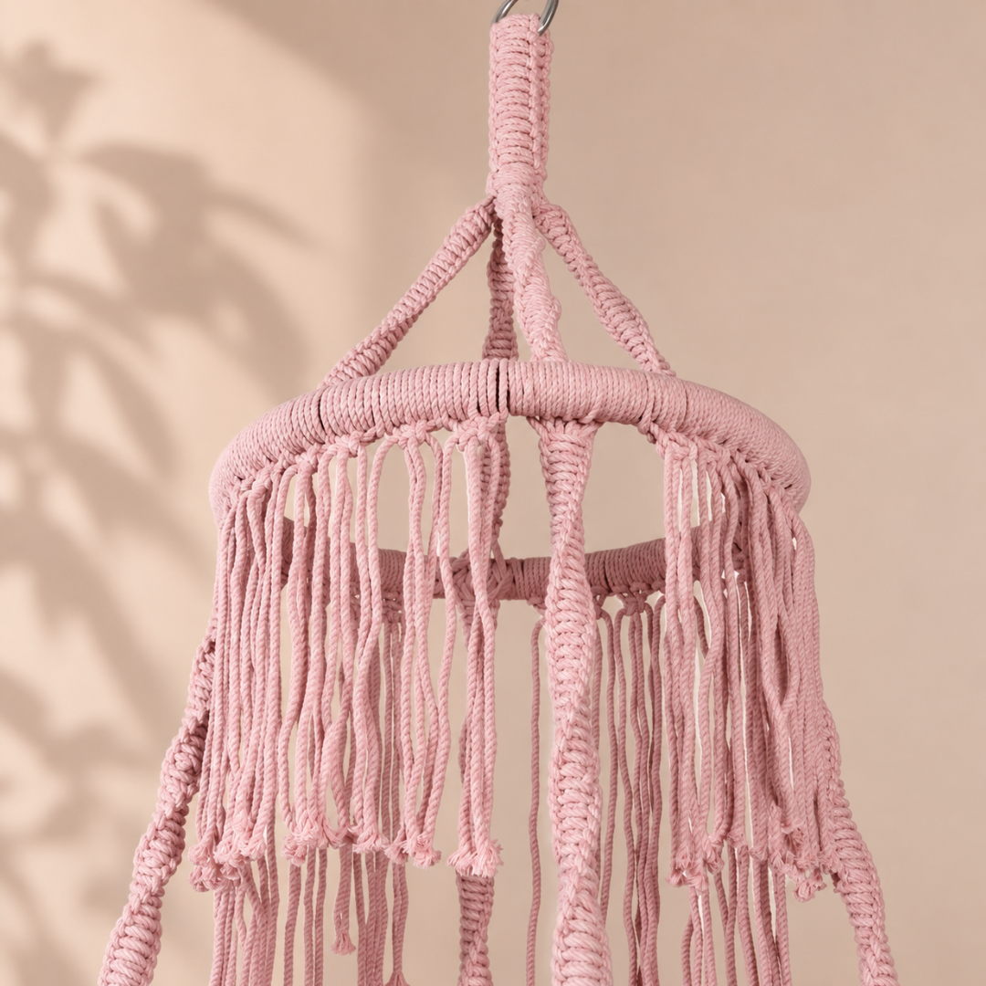 Baby Pink Macrame Hanging Swing Chair