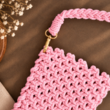 Pink Knot Macrame Mobile Sling Bag